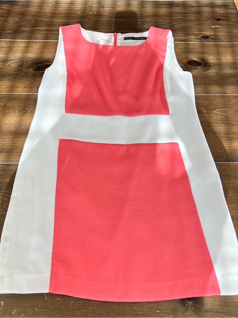 Zara Coral and White Colorblock Dress-size medium